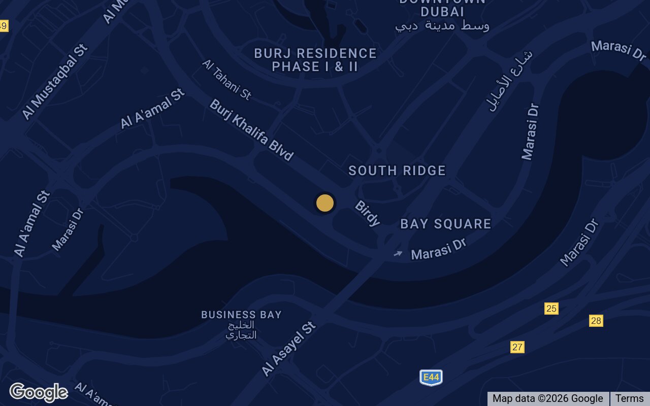 Map showing the VILA Properties office at Westburry Tower 1, Business Bay, Dubai