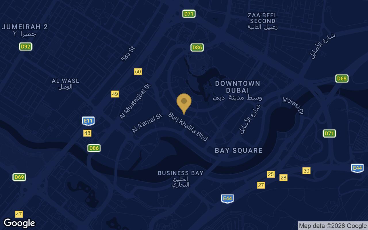 Map of Fairmont Residences Solara Tower in Downtown Dubai