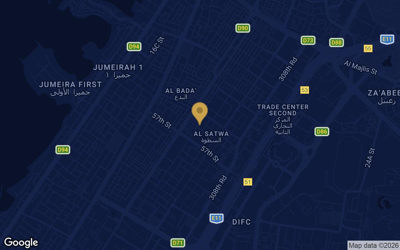 Map of DoubleTree by Hilton in Al Satwa