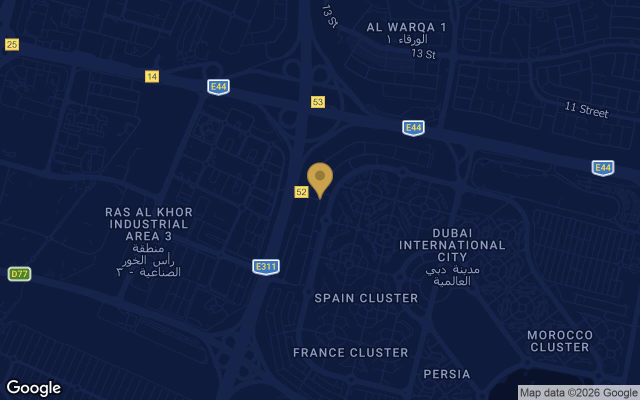 Map of Ryze Residences by AUM Development in Dubai International City