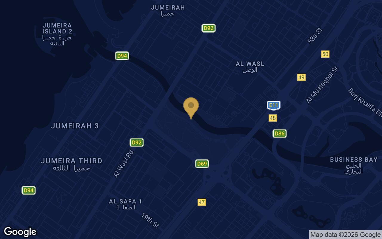 Map of Casa AHS in Dubai Water Canal