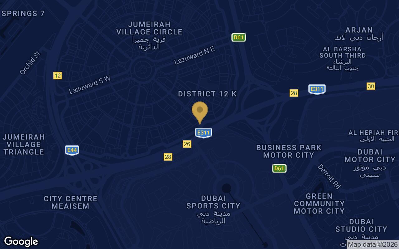 Map of TETR1S Tower in JVC (Jumeirah Village Circle)