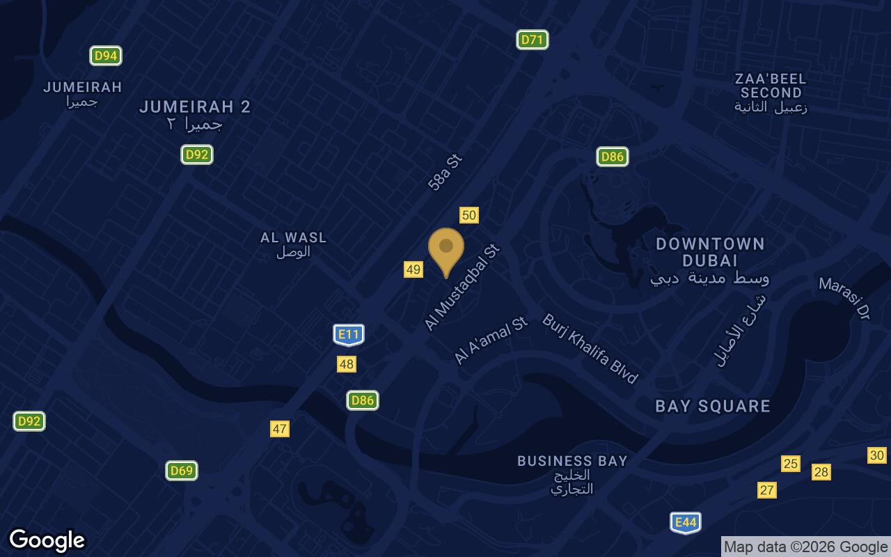 Map of DWTN Residences in Business Bay