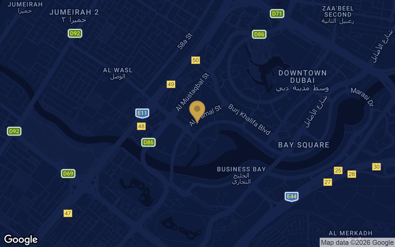 Map of Bugatti Residences in Business Bay
