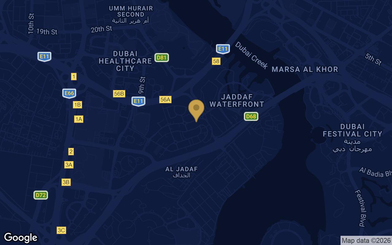 Map of Jaddaf Beach Oasis in Al Jaddaf (I)